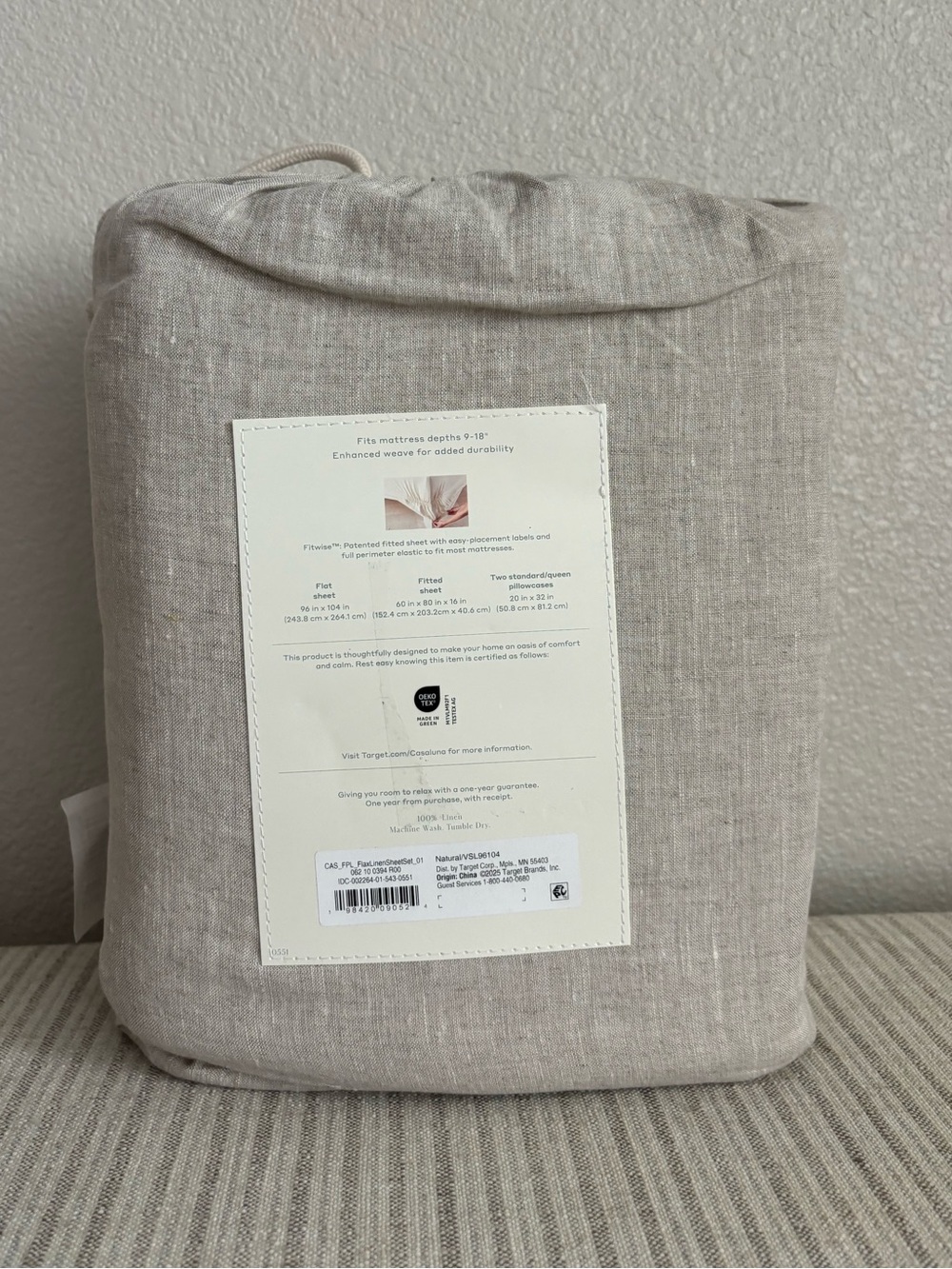 NWT Queen 100% Linen Sheet Set Natural - Casaluna - Picture 2 of 6